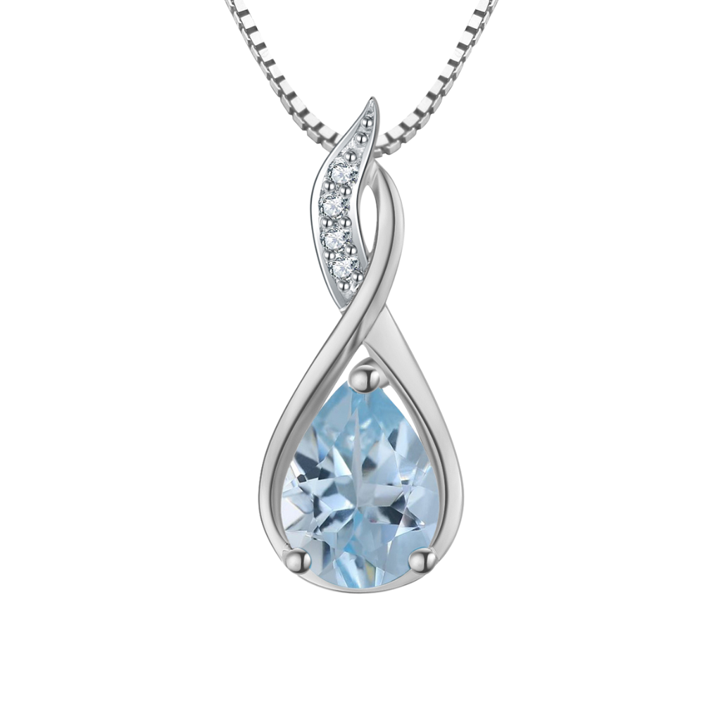 9ct White Gold Aquamarine & Diamond Pendant