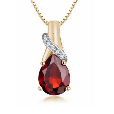 9ct Yellow Gold Garnet & Diamond Pendant