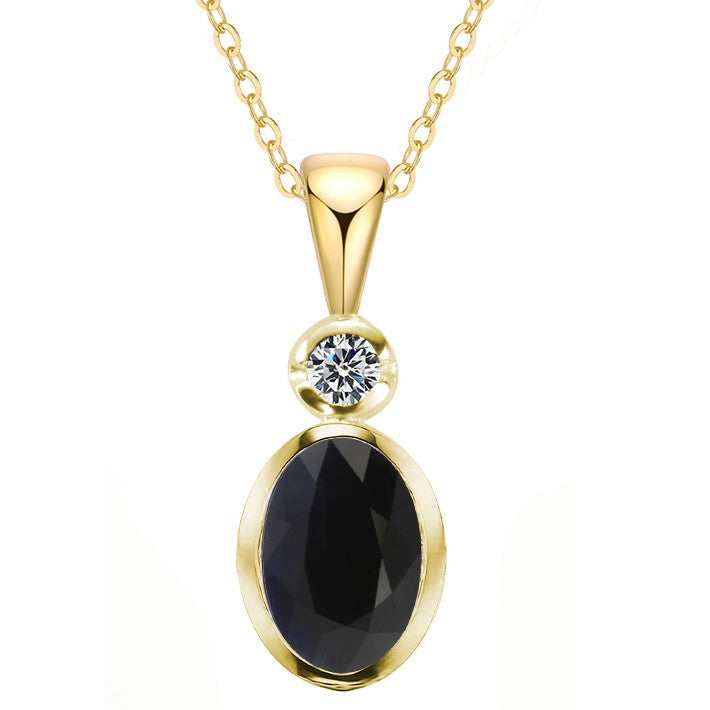 9ct Yellow Gold Sapphire & Diamond Pendant