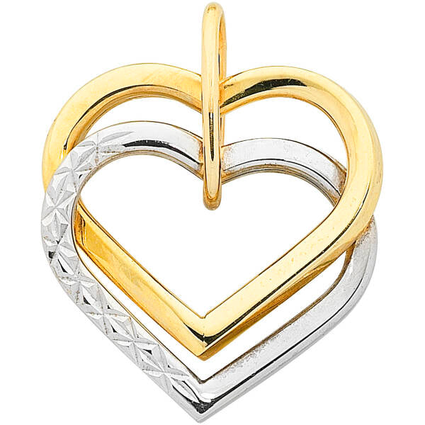 9ct Yellow Gold & White Gold Heart Pendant