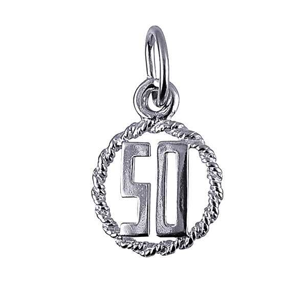 Sterling Silver Number 50 Charm 11mm