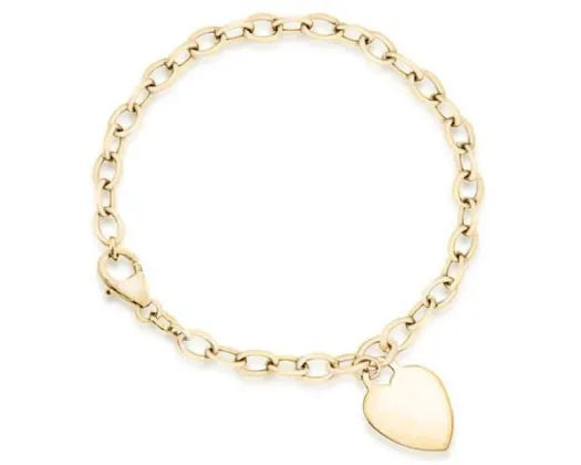 9ct Yellow Gold Belcher Bracelet With Heart Tag