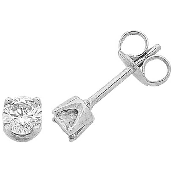 9ct White Gold Diamond Stud Earrings