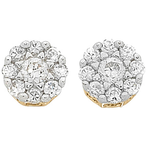 9ct Yellow Gold Diamond Stud Earrings