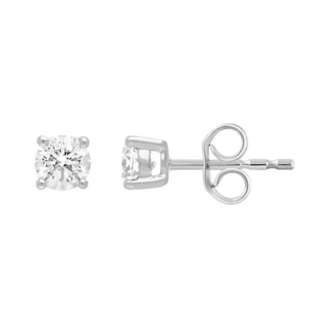 9ct White Gold Diamond Stud Earrings