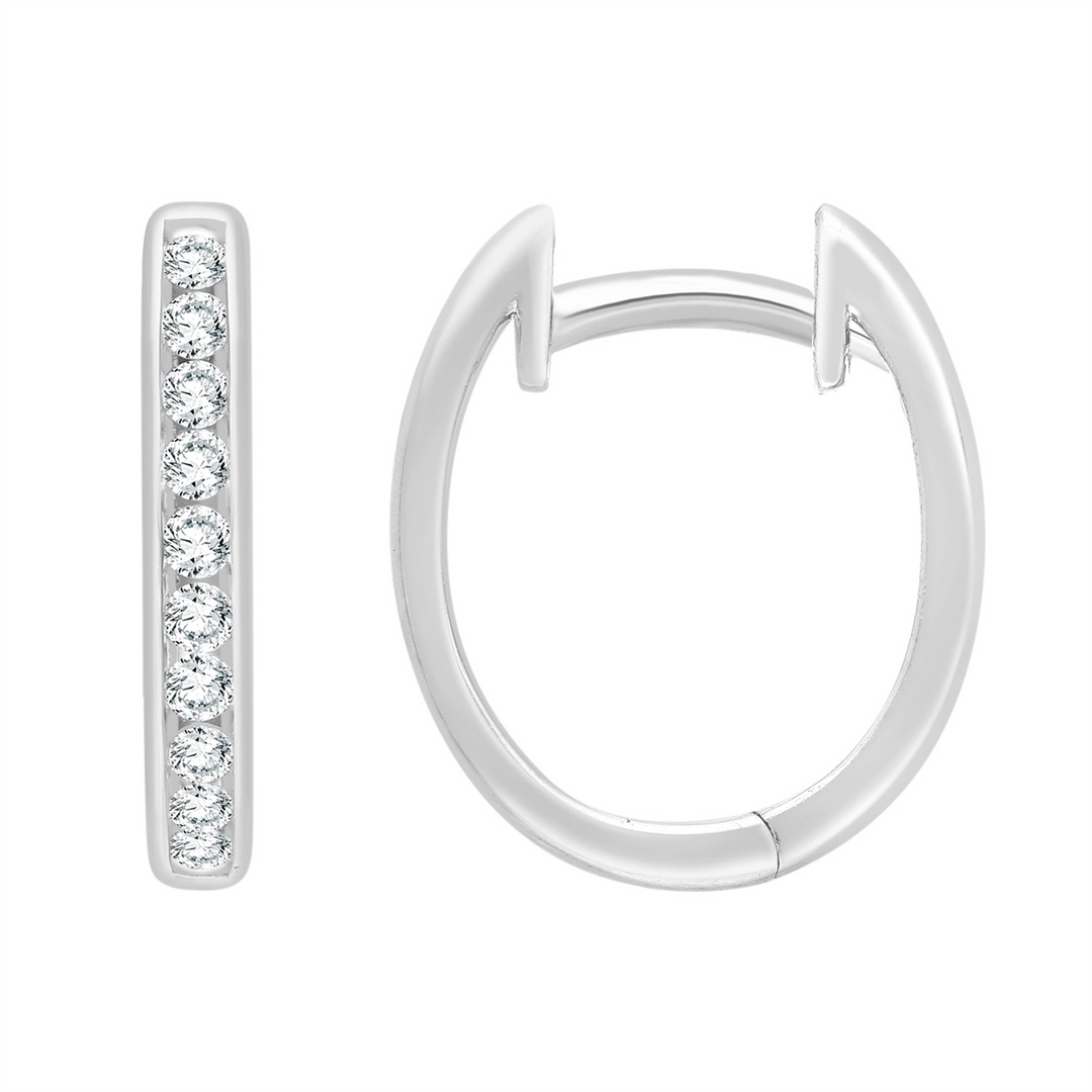 9ct White Gold Lab Grown Diamond Huggie Earrings