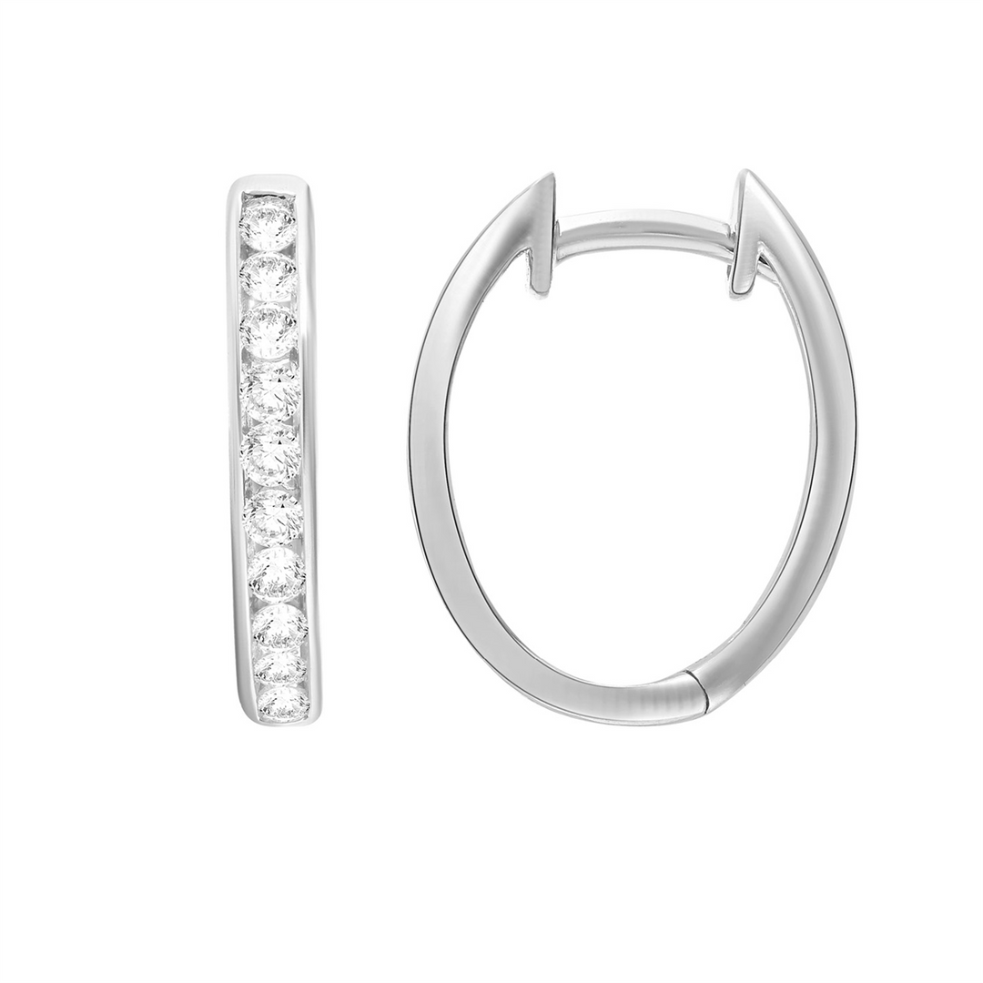 9ct White Gold Lab Grown Diamond Huggie Earrings