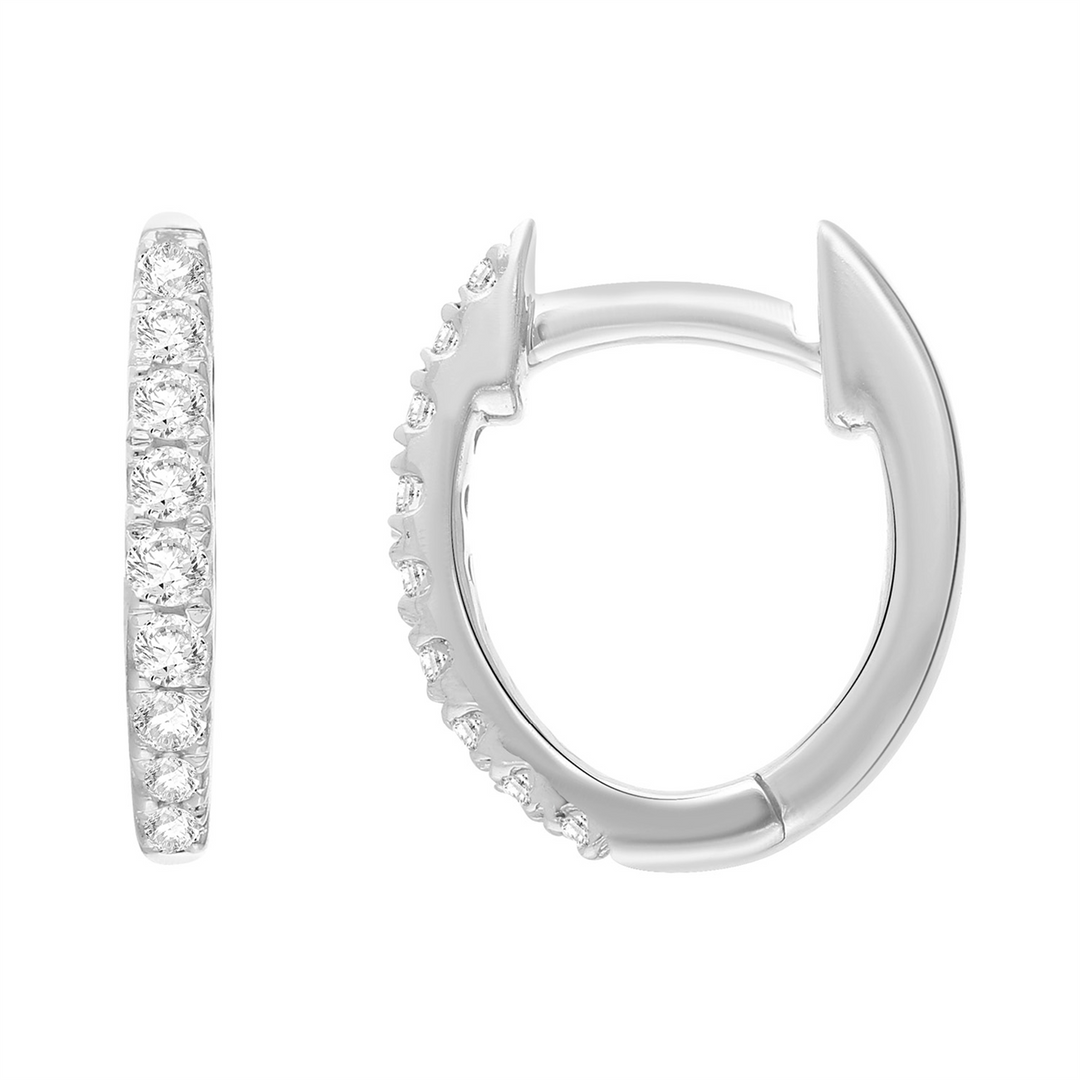 9ct White Gold Lab Grown Diamond Huggie Earrings