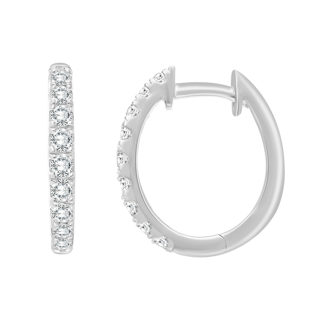 9ct White Gold Lab Grown Diamond Huggie Earrings