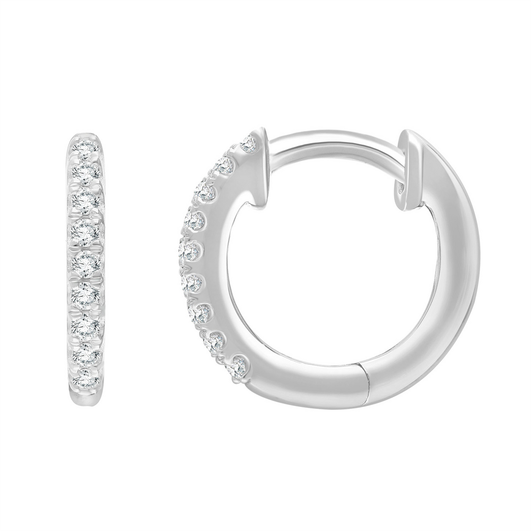 9ct White Gold Lab Grown Diamond Huggie Earrings