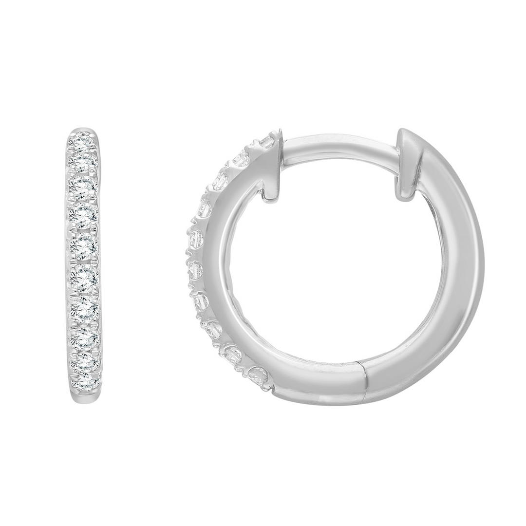 9ct White Gold Lab Grown Diamond Huggie Earrings
