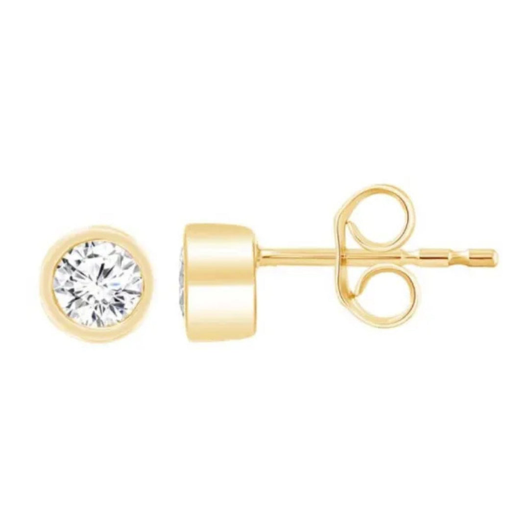 9ct Yellow Gold Diamond Stud Earrings