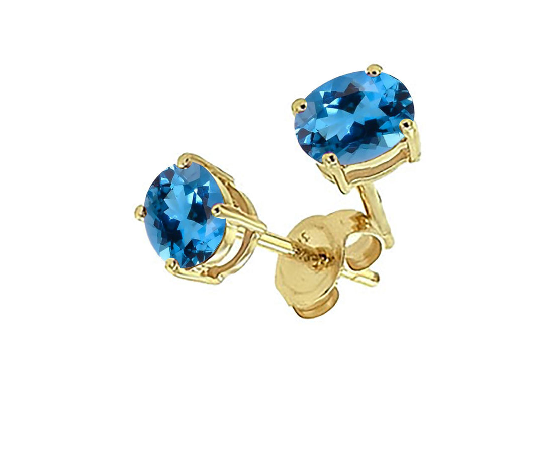 9ct Yellow Gold March Birthstone Earrings