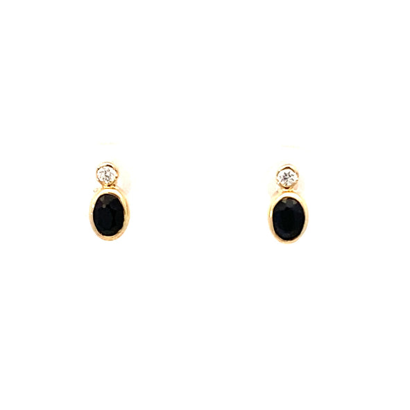 9ct Yellow Gold Sapphire & Diamond Stud Earrings