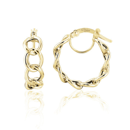 9ct Yellow Gold Curb Link Hoop Earrings