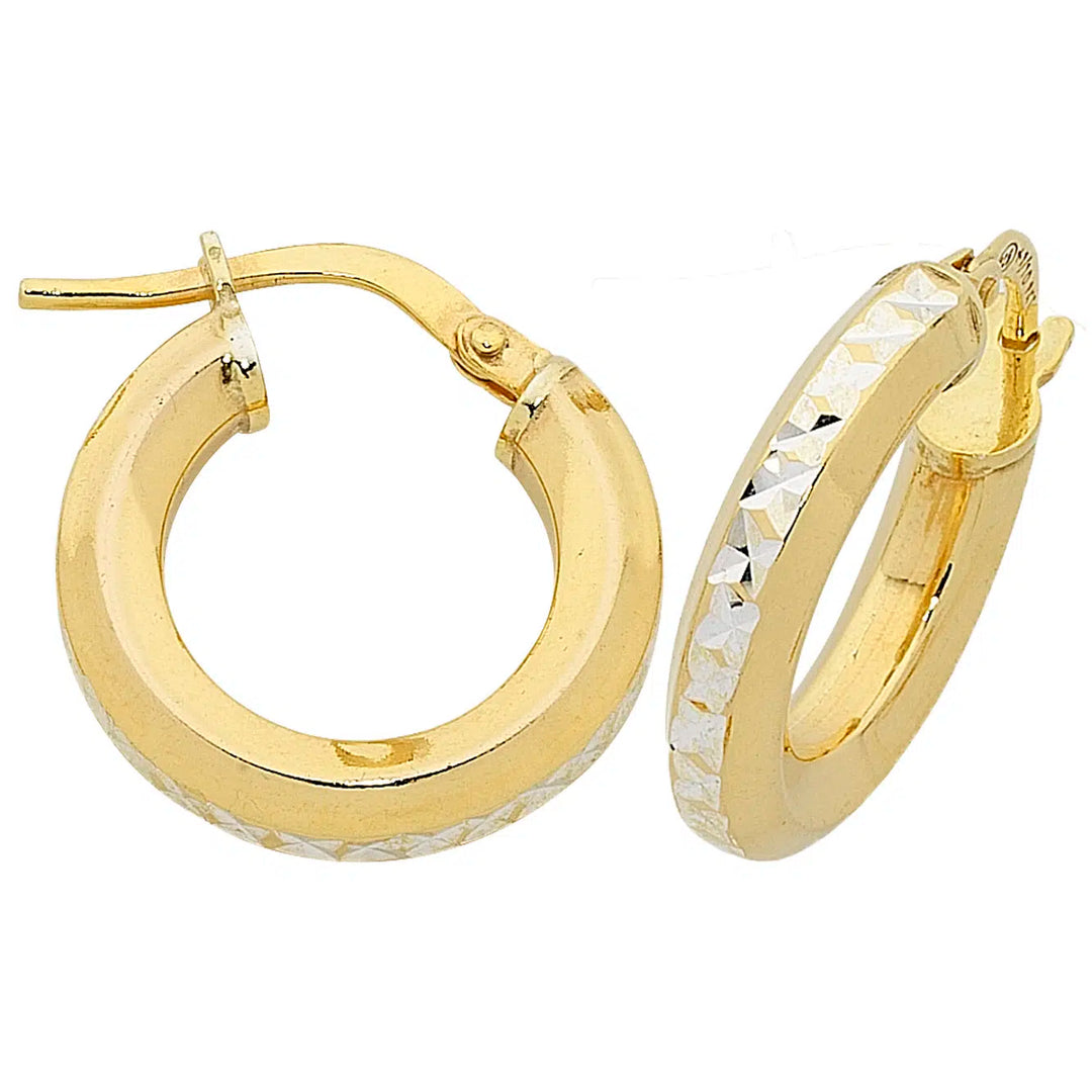 9ct Yellow Gold Silver Filled Hoop Earrings