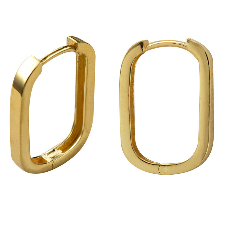 9ct Yellow Gold Reclandular Huggie Earrings