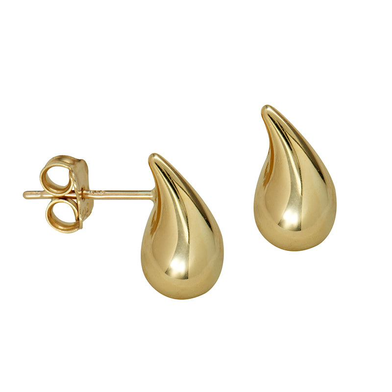 9ct Yellow Gold Teardrop Stud Earrings