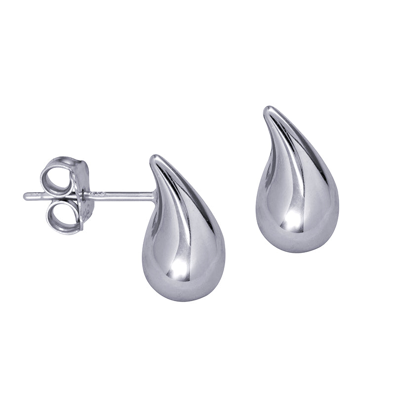 9ct White Gold Teardrop Stud Earrings