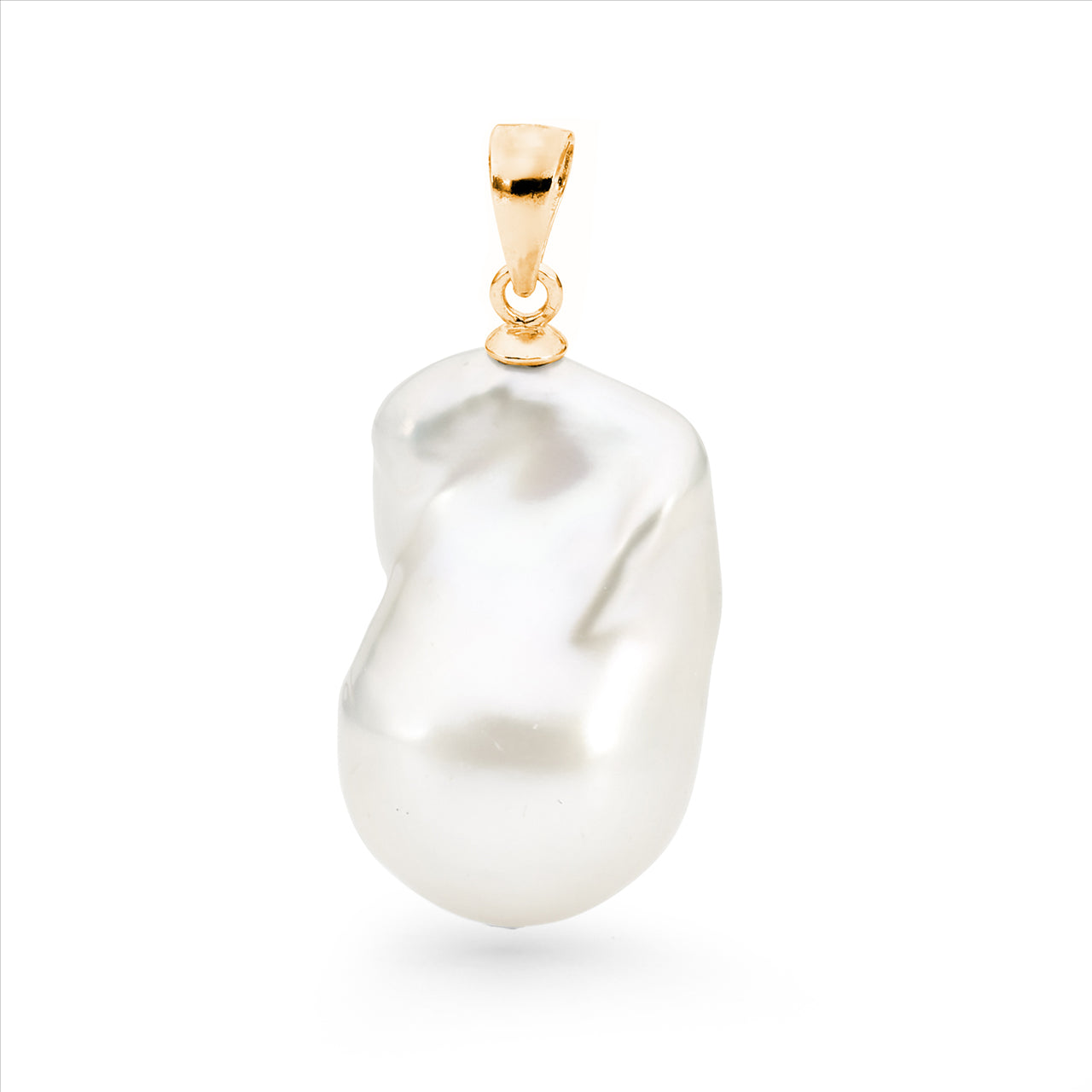 Ikecho 9ct Yellow Gold White Baroque Pearl Pendant