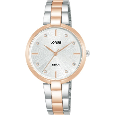 Lorus Ladies Everyday Dress Watch Two Toned Rose Gold Plated Stainless Steel