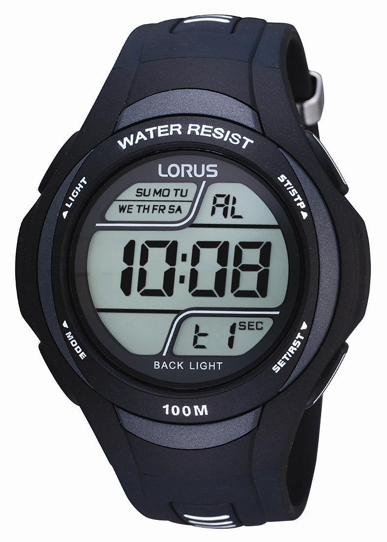 Lorus Mens Black Digital Sports Watch