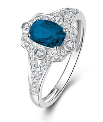 Sterling Silver London Blue Topaz & Cubic Zirconia Ring