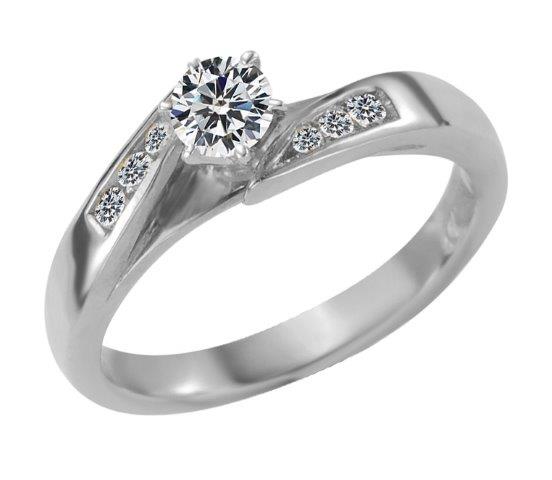 Sterling Silver Cubic Zirconia Engagement Ring