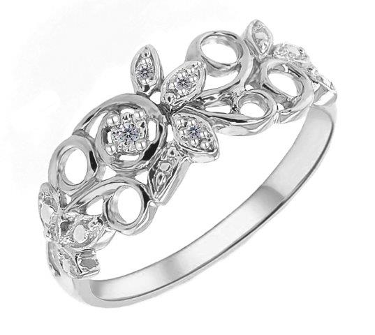 Sterling Silver Diamond Filigree Ring