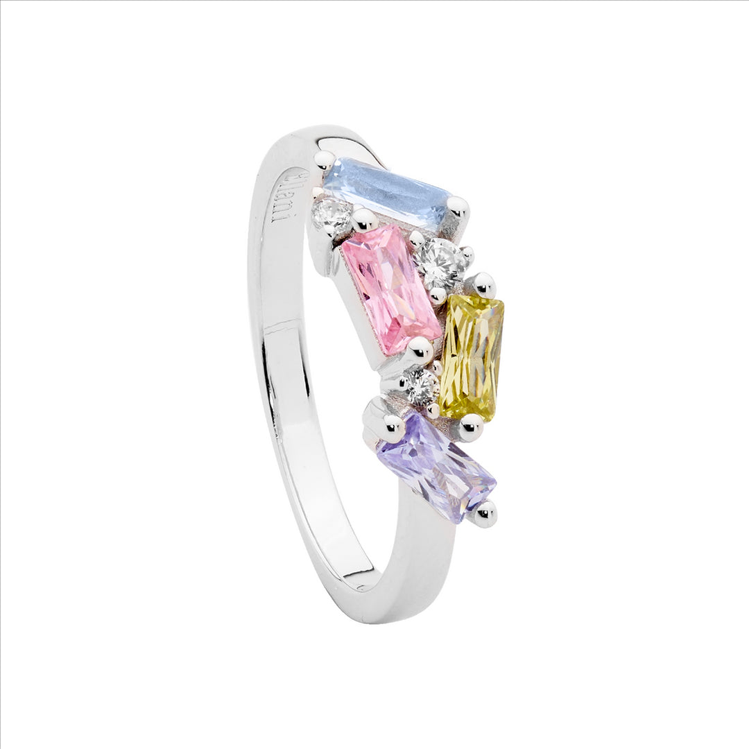 Ellani Sterling Silver Pastel Cubic Zirconia Ring