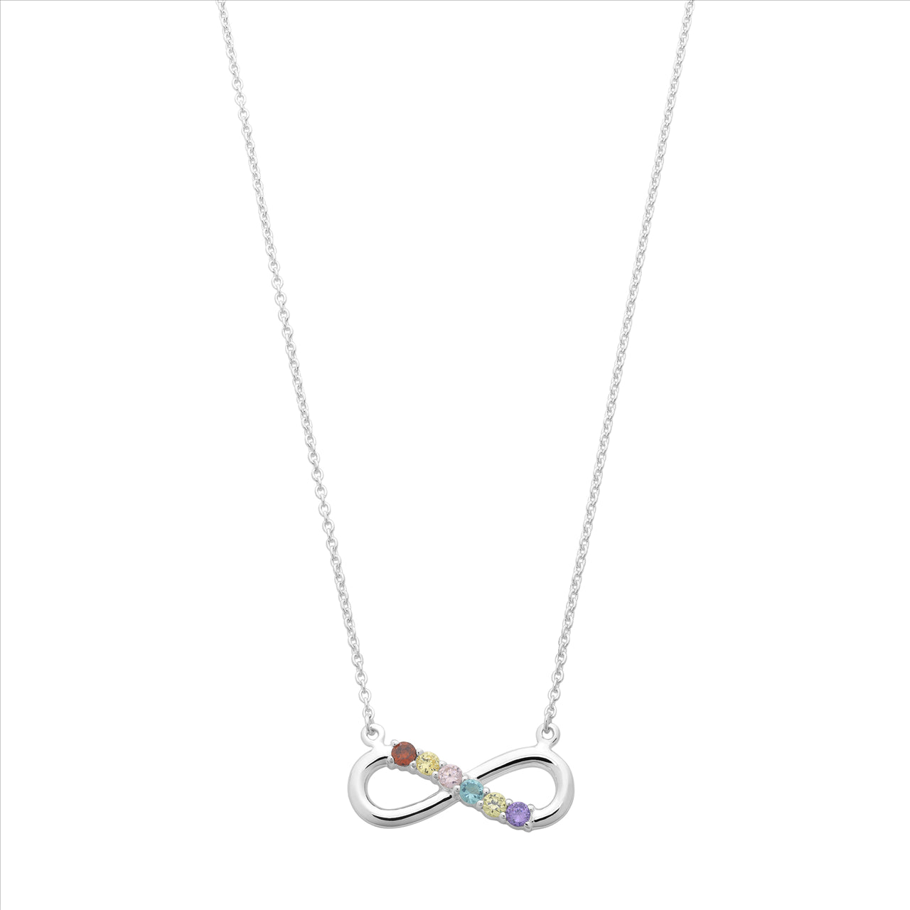 Sterling Silver Multi Coloured Cubic Zirconia Infinity Pendant