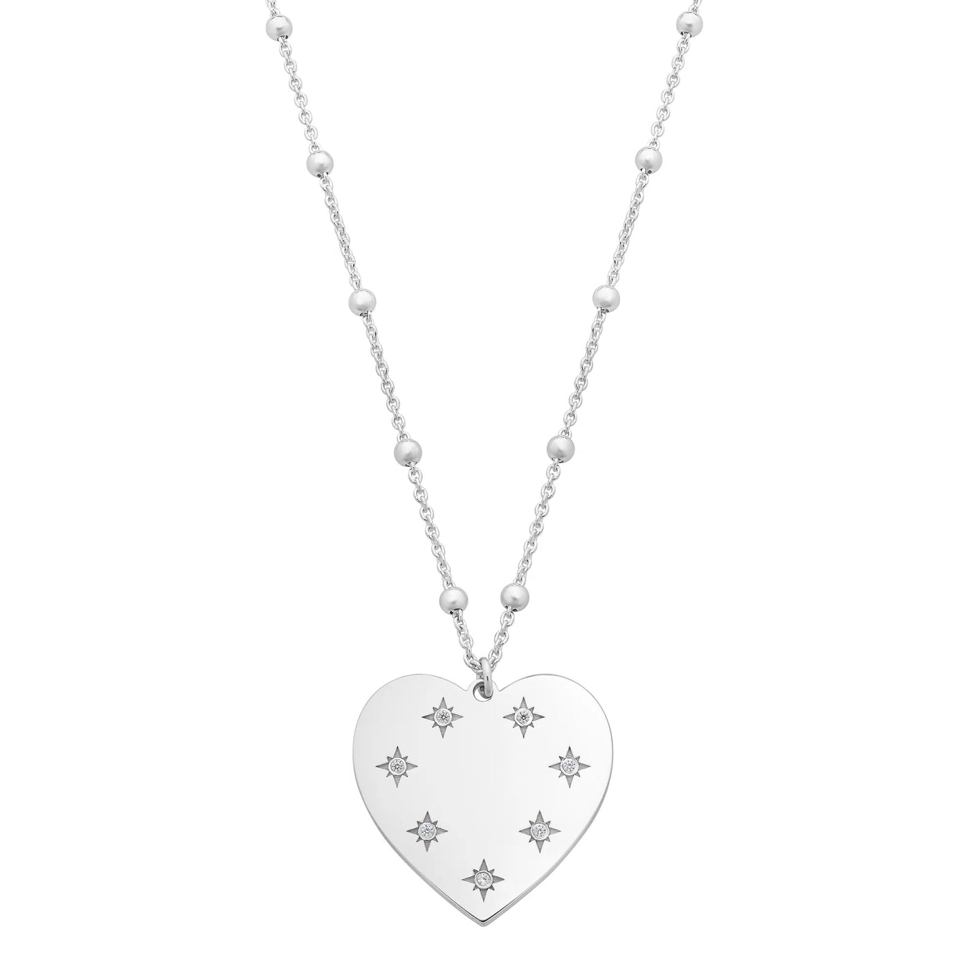 Sterling Silver White Cubic Zirconia Heart Pendant