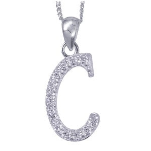 Sterling Silver Cubic Zirconia Letter C Pendant