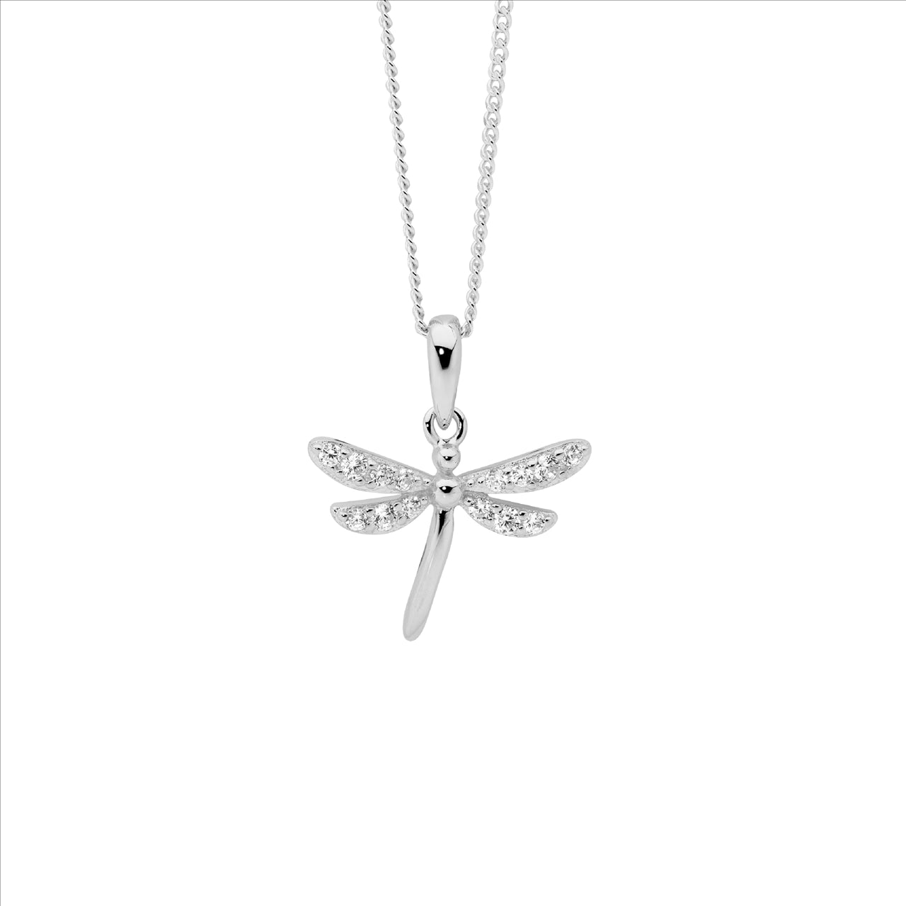 Ellani Sterling Silver & Cubic Zirconia Dragonfly Pendant