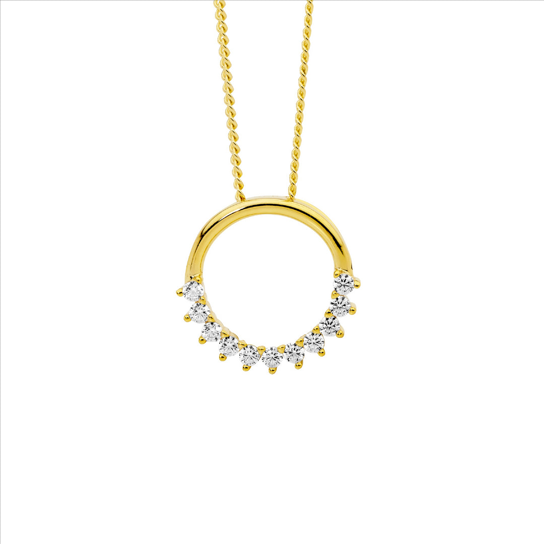 Sterling Silver Yellow Gold Plated Cubic Zirconia Necklace