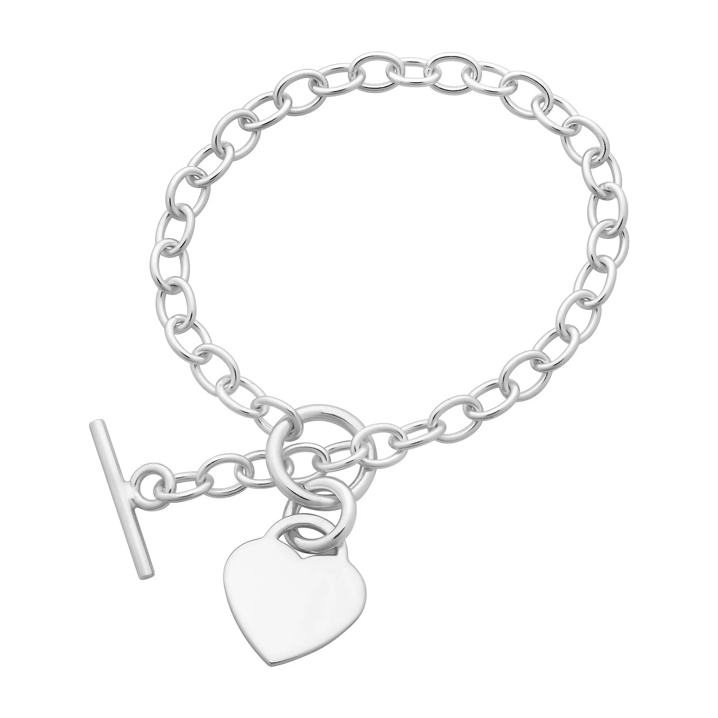 Sterling Silver T Bar Heart Bracelet