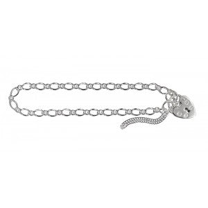 Sterling Silver Figaro Padlock Bracelet