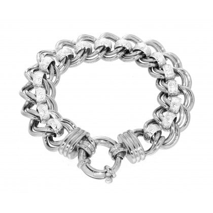 Sterling Silver Engraved Double Roller Bracelet