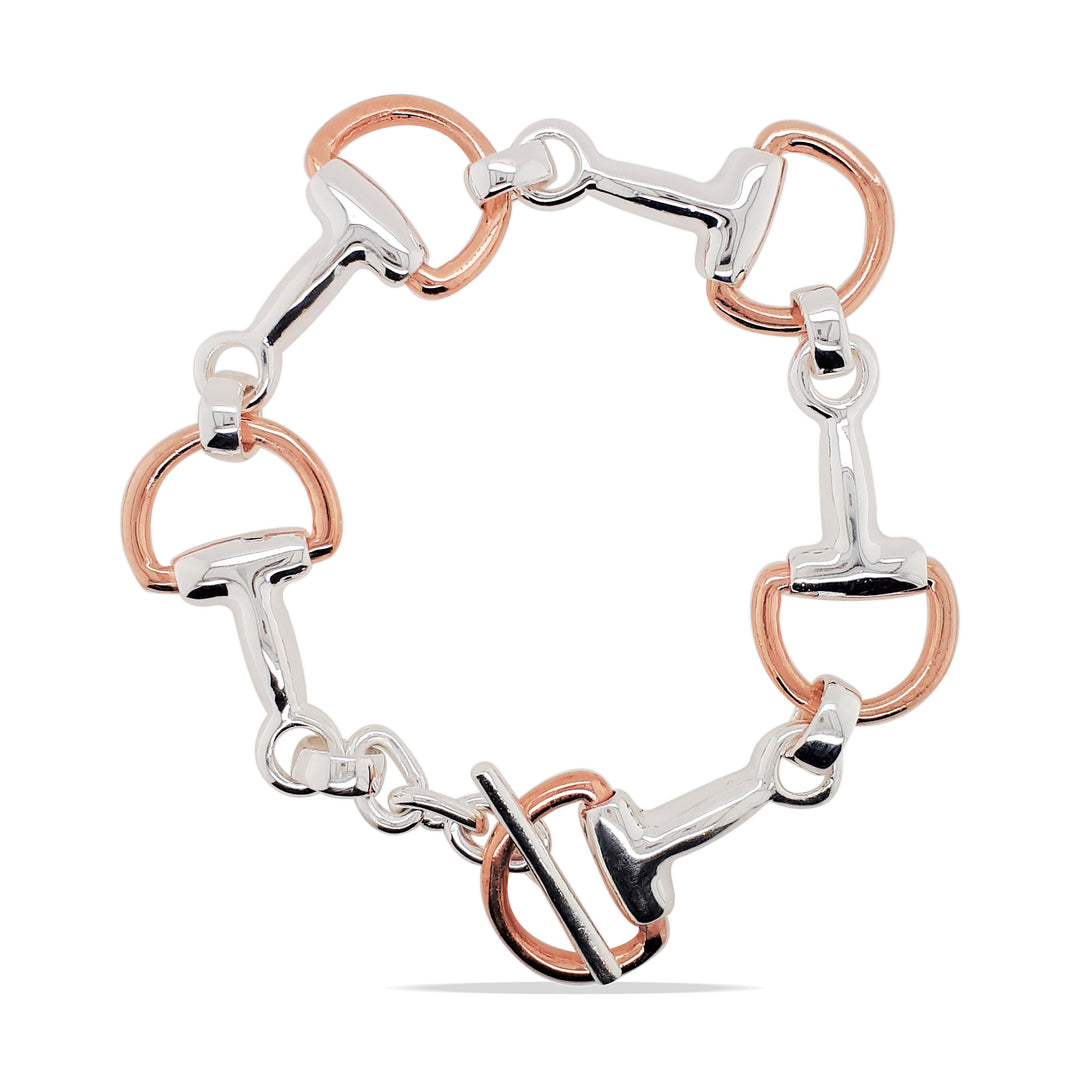 Sterling Silver ROse Gold Plated Horse Bit Bracelet