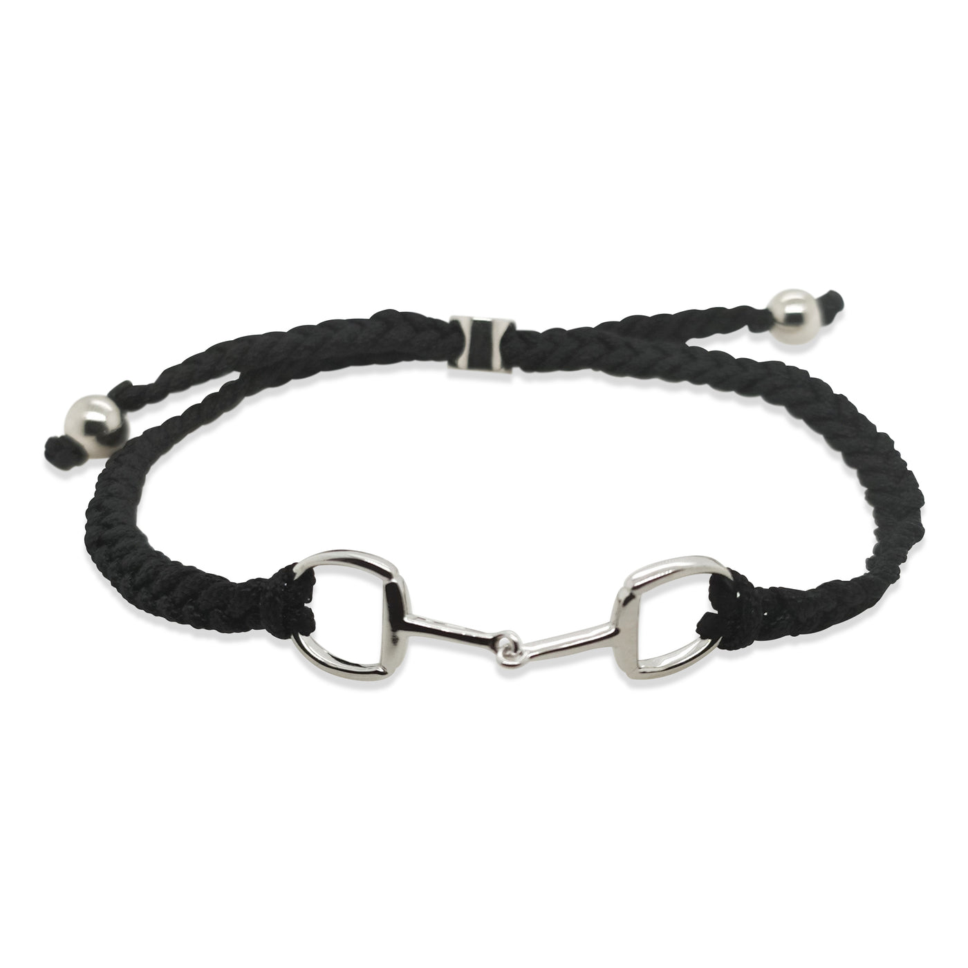 MCJ Sterling Silver & BLack Cord Snaffle Bracelet
