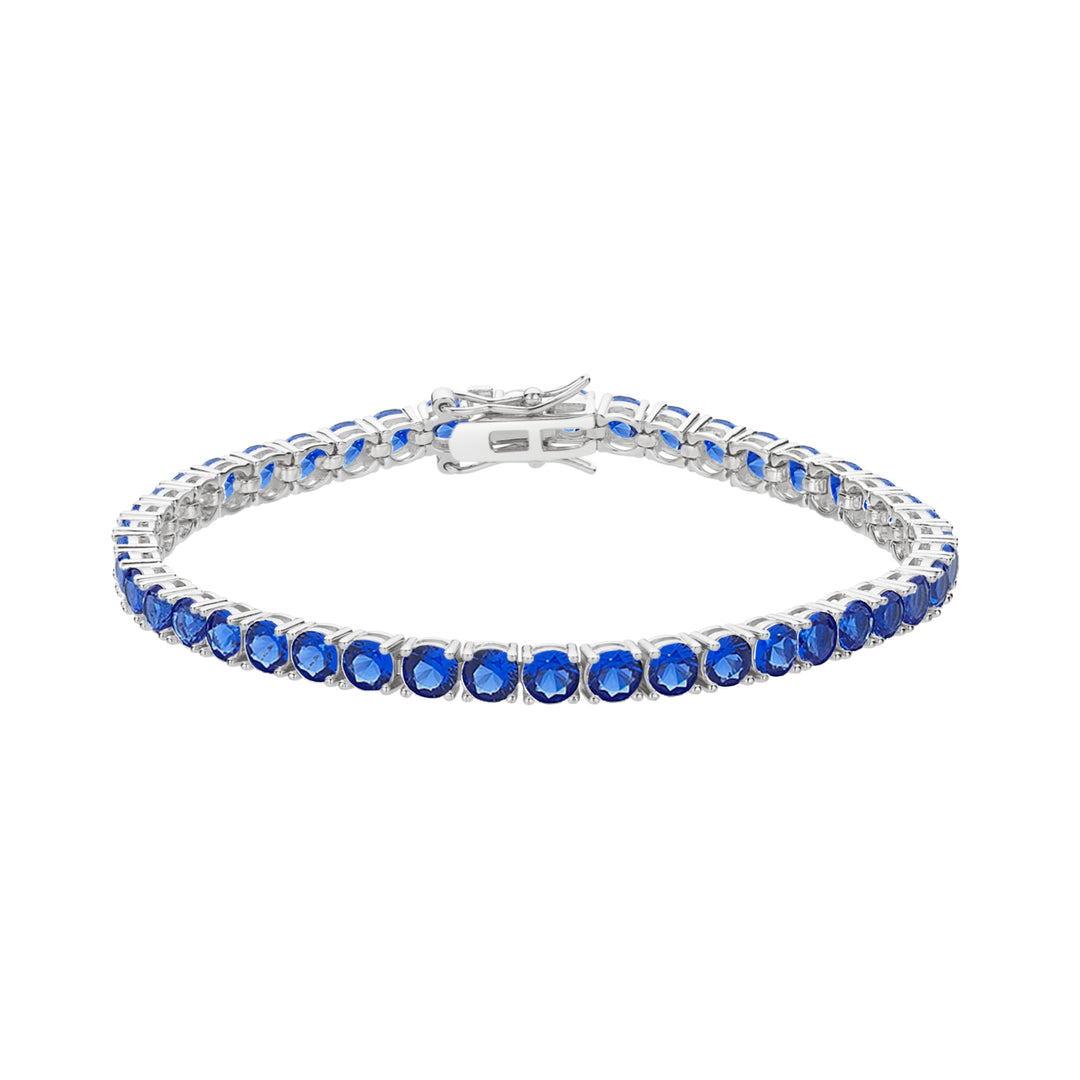 Sterling Silver Created Blue Tennis Bracelet