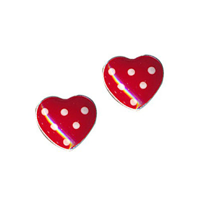 Sterling Silver Coloured Enamel Heart Stud Earrings