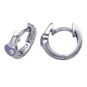 Sterling Silver Enamel Heart Huggie Earrings