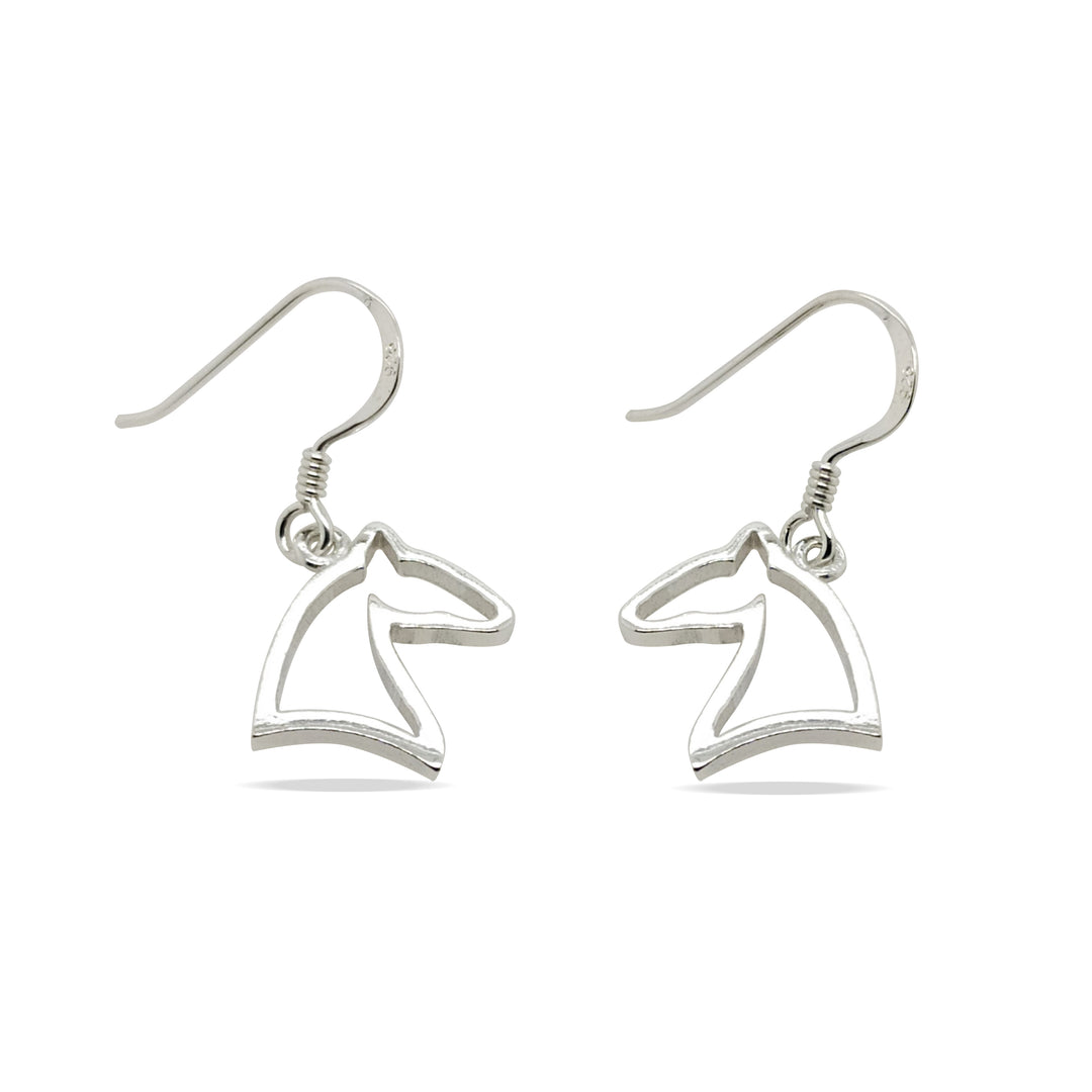 Sterling Silver Horse Head Cutout Sheperd Hook Earrings