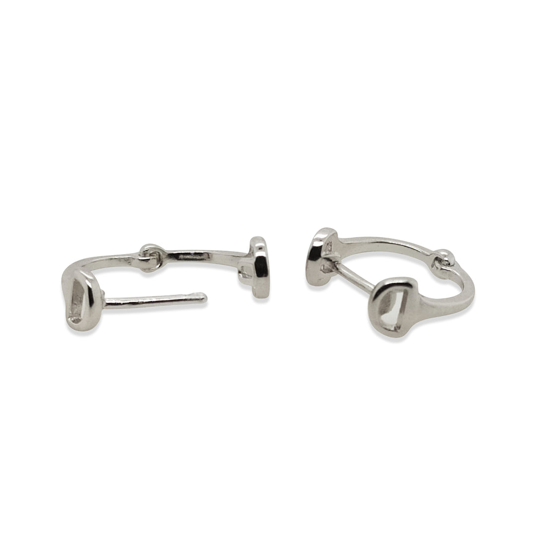 Sterling Silver Horse Snaffle Huggie Earrings