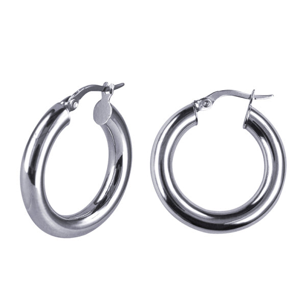 Sterling Silver Plain Hoop Earrings 15mm