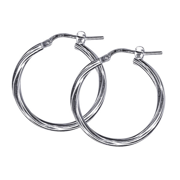 Sterling Silver Italian Twist Hoop Earrings 20mm