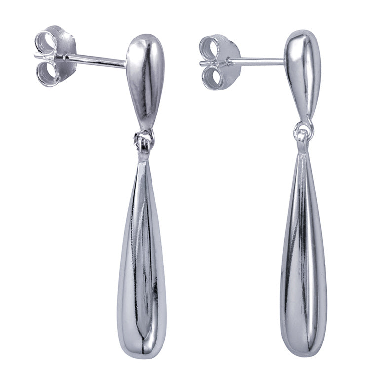 Sterling Silver Elongated Teardrop Drop Stud Earrings