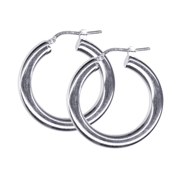Sterling Silver Italian Plain Hoop Earrings