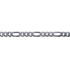 Sterling Silver Bevelled Diamond Cut Figaro Chain 55cm